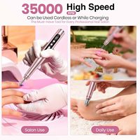 Draadloze hogesnelheids nagelboorpen 35.000 RPM USB oplaadbaar draagbare aluminium penvormige professionele elektrische nagelvijlbit