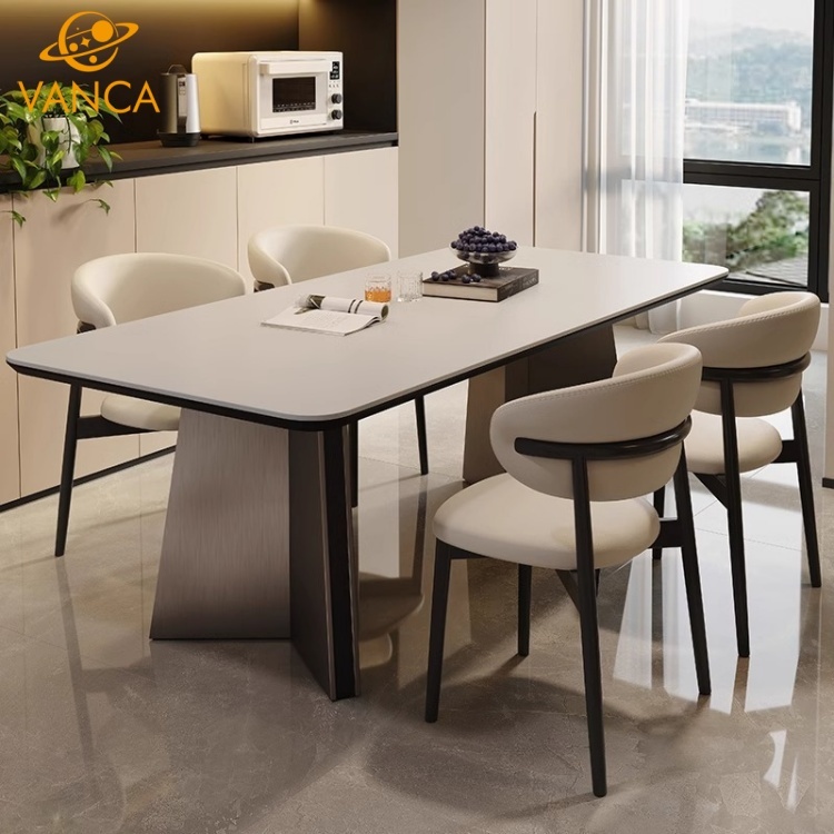 Contemporary Italian Modern Marble Dining Table & Chair Set - View 4