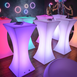 Table de bar LED moderne, ensemble de chaises et table d'extérieur, table à cocktails lumineuse haute et transparente pour club, décoration intérieure de boîte de nuit - Product Image 1