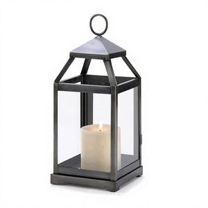 Lanterne en fer et verre au design magnifique, lanterne suspendue de couleur noire pour la décoration de la maison et des hôtels. - Product Image 1