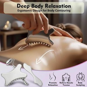 Set de Rodillo Facial y Gua Sha de Acero Inoxidable, Herramientas de Masaje Facial para Esculpir el Área de los Ojos, Reducir la Hinchazón de la Línea Mandibular, Antienvejecimiento, Logotipo Personalizado - Product Image 6