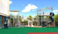 Équipement de terrain de jeu extérieur en métal robuste pour enfants, ensemble de jeux de parc extérieur commercial