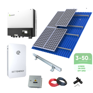 ระบบโซลาร์เซลล์พลังงานแสงอาทิตย์แบบครบวงจร 5kw 10kw 15kw สำหรับบ้านพักอาศัย แบบเชื่อมต่อกับระบบไฟฟ้า (On-grid) แบบแยกส่วน (Off-grid) และแบบไฮบริด พร้อมแบตเตอรี่ลิเธียมไอรอนฟอสเฟต - Product Image 1