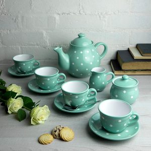 Set da Caffè e Tè in <span class=keywords><strong>Ceramica</strong></span> di Alta Qualità, Servizio Dipinto a Mano con Brocca per Latte, <span class=keywords><strong>Zuccheriera</strong></span> e Piattini per 4-6 Tazze - Product Image 5
