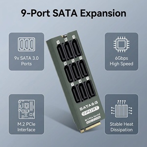 M.2 M Key ke 9 Port SATA 3.0 6Gbps Kartu Ekspansi PCIe Adaptor Penyimpanan RAID dengan Casing Logam - Product Image 4