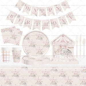 Damai Kids Animal Theme Party Tableware Set Paper <b>Plates</b> Cups Napkins Birthday Decoration Supplies <b>Disposable</b> Eco-friendly - Product Image 1