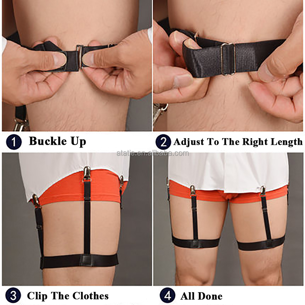 Men's Shirt Stay Belt - Adjustable & Non-Slip Locking Clips
