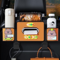 Boîte de rangement moderne en plastique pour siège de voiture avec rangement pour mouchoirs arrière, porte-gobelet multifonctionnel et crochet