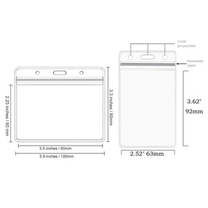 Porte-badge d'identification en PVC transparent horizontal et vertical étanche KJ KT-0015 pour bureau, école ou croisière - Product Image 1