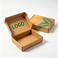 Boîte d'emballage pour écharpe en kraft naturel, imprimée feuille de palmier, en carton ondulé, pour vêtements et cadeaux, vente en gros