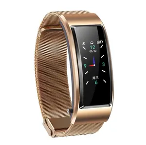 Nuovo Design Smart Watches B6 supporta la riproduzione Mp3/Radio FM/funzioni di conteggio dei gradini con cintura in pelle e acciaio