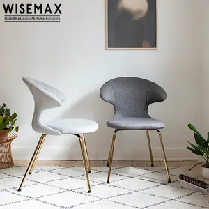 WISEMAX الأثاث الحديثة نصف المحيطي منحنى مسند الظهر كرسي معدني للماء جلدية كرسي تناول طعام قماشي مع الساق المعدنية