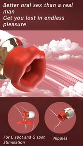 Cucking clitoridien avec vibrateur de langue G-spot gode Rose mamelon masseur lécher battement vibrateur de Roses pour les femmes Sex Toy - Product Image 3