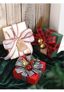 Single Face Gingham Plaid Ribbons 1-1/2 Wide Grosgrain Organza Gift Packaging Recycled Printed <b>Red</b> Black White Checkered Pattern - Product Image 4