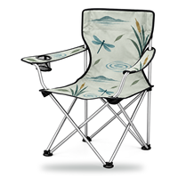 Chaise de camping en gros avec porte-gobelet latéral et logo et motif personnalisés pour le camping en plein air au bord du lac