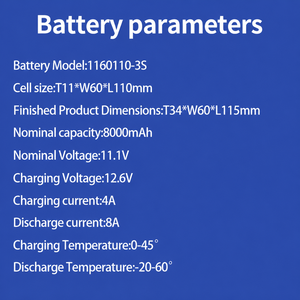 แบตเตอรี่ลิเธียมโพลิเมอร์ BLUSENERGY 11.1V 8000mAh 88.8Wh รุ่น Blus1160110-3S แบบ Pouch Cell - Product Image 5