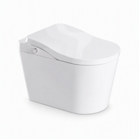 WC intelligent suspendu blanc avec bidet intégré, siège chauffant, chasse d'eau automatique, télécommande, drainage en S