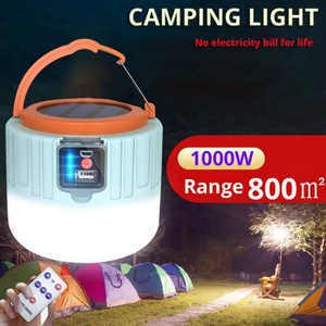 Lampe d'urgence portable 1000 Watts, ampoule solaire rechargeable, lampe de travail et de réparation, lanterne LED de camping pour barbecue avec télécommande - Product Image 2