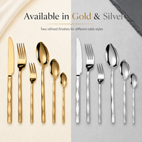 Cuillère, fourchette et couteau de luxe en acier inoxydable avec manche texturé or et argent pour mariage, hôtel, restaurant