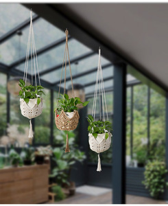 Macrame Plant Hangers Jute Crochet Hanger Large Hanging Wall Plants with S Shaped <strong>Hooks</strong> for Fence <strong>Planters</strong> Plant Flower Pots - Product Image 6