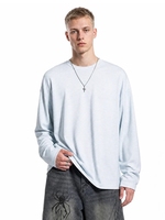 T-shirt à manches longues pour homme QUICKSHOW Streetwear, rayé, style Old Money, col rond, 220 GSM, mode automne