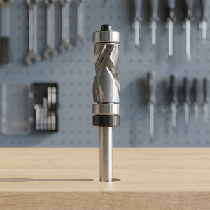 Compression Flush Trim End Mill Top-Bottom Bearing up Down <b>Cut</b> Tungsten Carbide 2 Flutes 60HRC ODM for <b>Wood</b> Trimming-1/4" Shank - Product Image 2