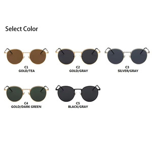 Nouvelles lunettes de soleil rondes tendance rétro en métal pour visage fin - Product Image 4