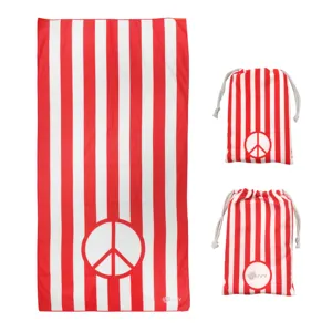 Luxury Soft Microfiber Suede Quick Dry Sand Free Cabana Stripe Beach Pool Towels With Travel Bag