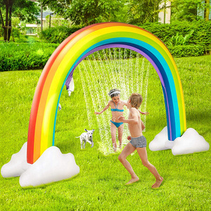 Arche gonflable arc-en-ciel à jets d'eau pour jeux en plein air, jouet de pelouse pour jeunes de 15 à 35 ans avec base nuageuse - Product Image 3