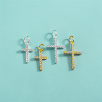 Pendentif Croix Religieuse en Argent Sterling S925 Plaqué Or avec Zirconiums Sertis de Diamants, Bracelet et Collier