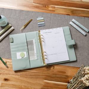 Custom Candy Green A5 PU Leather Loose-Leaf Hardcover Planner <b>Binder</b> Gold Ring Magnetic Buckle Digital Printing Personal <b>Budget</b> - Product Image 1