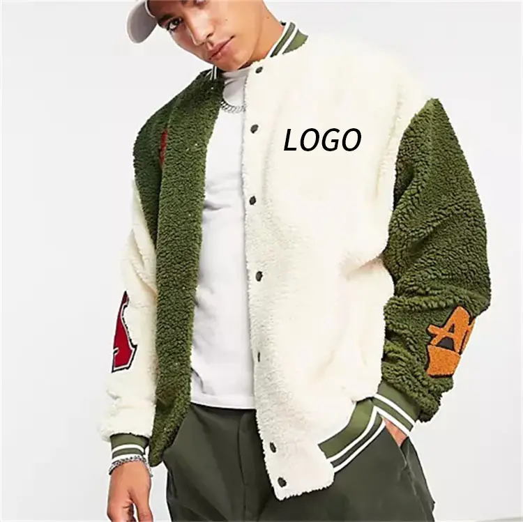 Chaqueta de lana con letras bordadas para hombre, chaqueta de lana con letras bordadas para invierno