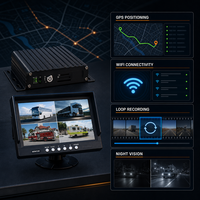 Système de caméra embarquée MDVR 4/8 canaux avec écran tactile IPS 7 pouces, GPS, WiFi, 3G/4G, 12-36V, enregistreur vidéo pour camions, bus et flottes