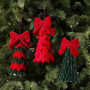 LINGKAI Velvet Christmas <b>Tree</b> <b>Ornaments</b> With Big Bow Soft Fabric Mini <b>Tree</b> Hanging Pendants Xmas <b>Tree</b> Holiday Party Decor - Product Image 2
