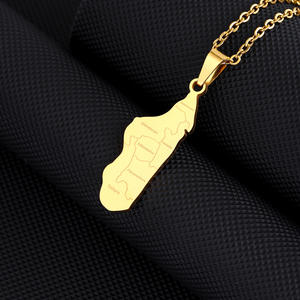 Colliers chaîne avec carte de <span class=keywords><strong>Madagascar</strong></span> HY, en acier inoxydable plaqué, <span class=keywords><strong>pendentif</strong></span> carte de la ville de <span class=keywords><strong>Madagascar</strong></span> et drapeau national - Product Image 2