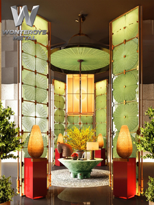 Divisor <span class=keywords><strong>de</strong></span> Espacios Personalizable con Marco <span class=keywords><strong>de</strong></span> Acero Inoxidable PVD, Pantalla <span class=keywords><strong>de</strong></span> Cristal Colorida, Diseño <span class=keywords><strong>de</strong></span> Partición para Hoteles y Restaurantes - Product Image 2