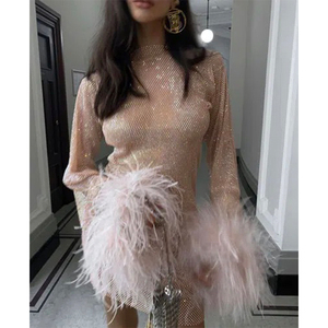 Signora <span class=keywords><strong>bianco</strong></span> strass abiti da festa Sexy aderenti in rete <span class=keywords><strong>con</strong></span> paillettes Mini strass abito donna - Product Image 5