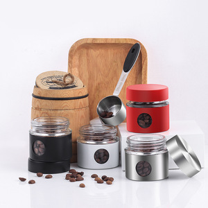 Mini pot à café hermétique en verre Three Beans, petit récipient portable pour le stockage du thé, noir, blanc, argent, rouge - Product Image 2