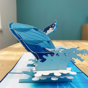 Meilleure vente Blue Whale 3D Pop Paper Card Handmade Art Vietnam Laser Cut Technology Custom Design Top Trending Birthday Gifts - Product Image 2