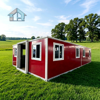 Maison conteneur extensible double aile de 40 pieds sur mesure, villa modulaire préfabriquée de luxe avec panneaux sandwich en acier pour habitation