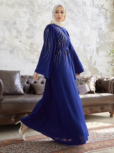 Abaya modeste du Moyen-Orient, robe musulmane pour femmes, Turquie, Dubaï, abaya ornée de perles, robe musulmane pour femmes - Product Image 3