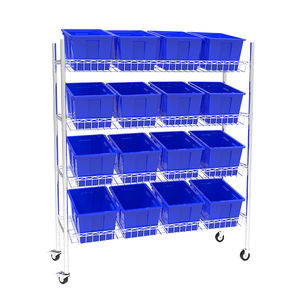 Étagère en fil d'acier chromé à <span class=keywords><strong>5</strong></span> niveaux avec roues, étagères réglables robustes pour le rangement <span class=keywords><strong>commercial</strong></span> et de cuisine - Product Image 1