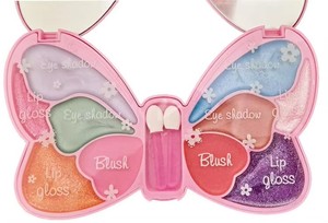 Ensemble de peintures pour le visage pour filles, boîte de <span class=keywords><strong>maquillage</strong></span> en plastique scintillante avec papillons, jouet de princesse pour petite fille, cadeau d'anniversaire familial - Product Image 3