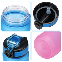 Bouteille d'eau en plastique à dégradé de couleur de 1000 ml avec échelle, bouteille d'eau transparente en plastique avec corde
