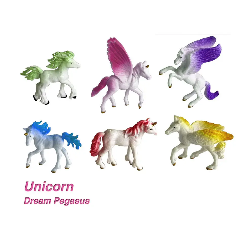 Fabriek Plastic Minipop Pvc Actiefiguur Meisje Speelgoed Dier Promotie Fee Paard Kinderen Speelgoed 6 Stuks Eenhoorn