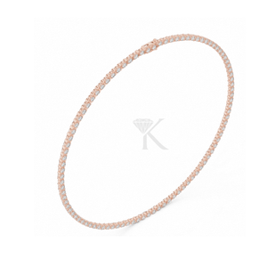 Modern Bar Set Round Cut Diamond Tennis Necklace In Solid Gold, Continuous Diamond Choker Sleek Elegant Women's Luxury Necklace - Product Image 6