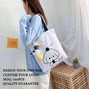 12 oz truyền nhiệt thăng hoa Màn hình in biểu tượng tùy chỉnh Quà Tặng hàng ngày mua sắm tái sử dụng quần áo bông vải Tote Túi với dây kéo - Product Image 1