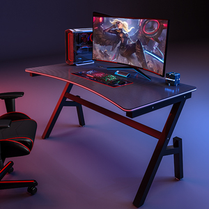 <span class=keywords><strong>Bureau</strong></span> de jeu RVB de <span class=keywords><strong>160</strong></span> <span class=keywords><strong>cm</strong></span> Grande table de jeu pour ordinateur portable <span class=keywords><strong>Bureau</strong></span> à domicile avec revêtement en fibre de carbone avec crochet pour casque Porte-gobelet - Product Image 5