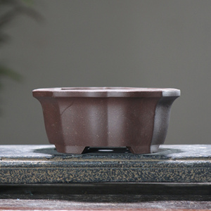 Maceta Octogonal de Arcilla Morada para Bonsái, Forma de Loto, Estilo Zen, Pequeña Maceta de Escritorio, Diseño Chino - Product Image 1