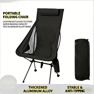 Fauteuil inclinable d'extérieur pliable en alliage d'aluminium avec porte-gobelet et poches latérales pour le camping, la pêche et le jardin - Product Image 2
